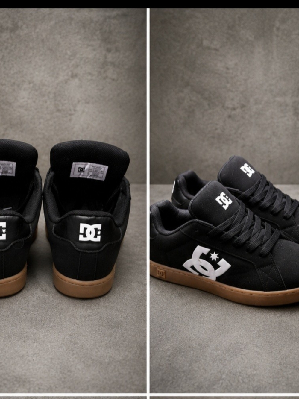 DC Men’s Court Sneaker in Black with Gum Sole